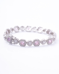 Pulsera cubic blanco y rosa francia - Plata 925 Italiana