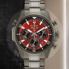 Reloj Bulova Marine Star Chrono anodizado fondo rojo - 98B350 en internet