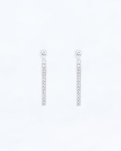 Aros palito cubic zirconia - Plata 925 Rodinada - comprar online