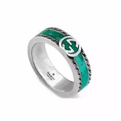 Anillo Gucci plata 925 interlocking G ring turquoise enamel