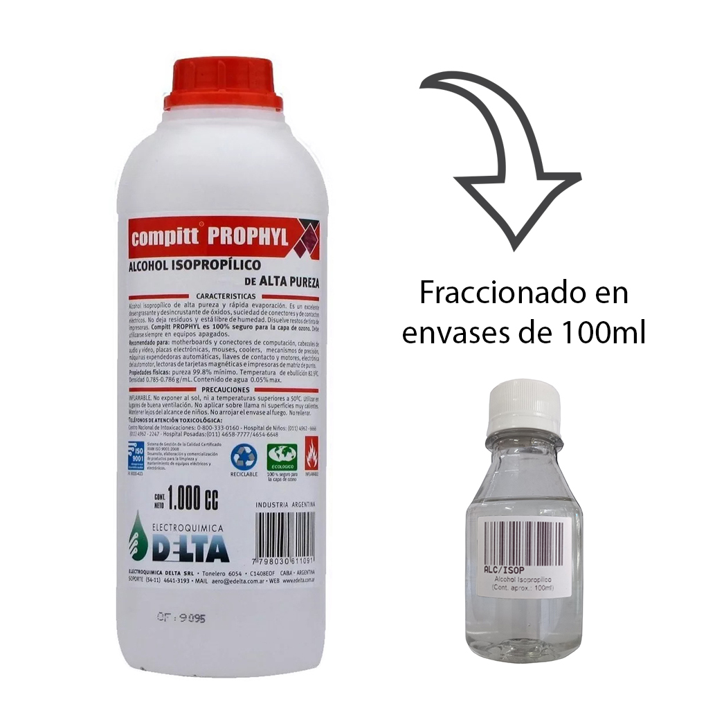Alcohol Isopropilico De Alta Pureza Mini Botella 100cc Limpieza Electronica  Itytarg - IT&T Argentina S.A.