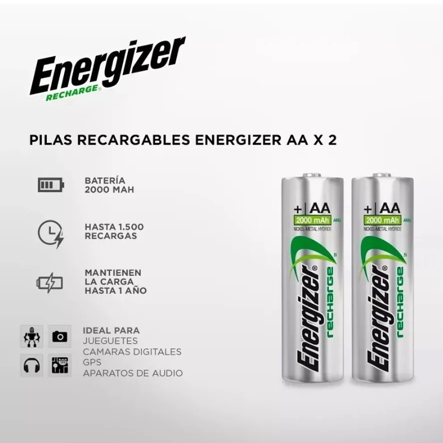 Pila Recargable Energizer AA 2000mAh (Blister x2 Pilas)
