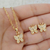 Conjunto Infantil de Borboletas Banhado a Ouro 18k