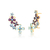 Brinco Semijoia Ear Cuff Cristal Com Flores Tricolor