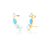 Brinco Semijoia Ear Cuff Pedras Quadradas detalhe Oval Azul