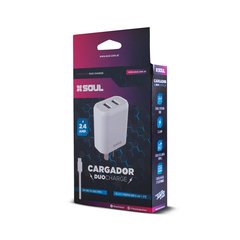 Cargador Duo Charge USB 2.4 Amp + Cable