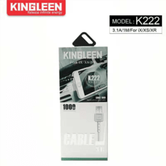 Cable USB  Lightning Kingleen K222  1M/3.1A Black