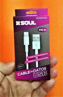 Cable Usb soul Largo 2 Mts. iPhone 5 6 7 8 Plus X Xr Xs