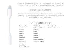 Adaptador Auricular iPhone Lightning - Miniplug 3.5mm wuw en internet