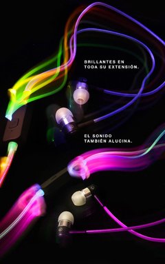 Auricular c/microfono -intrauditivos -cable 1.0mts/1.2mts full led RGB -Noganet Glow NG-GL1782 en internet