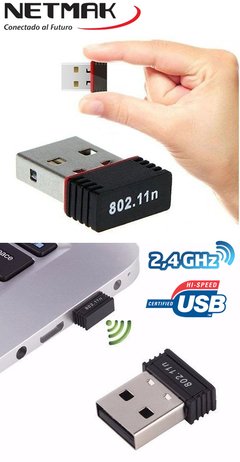 PLACA DE RED / ADAPTADOR WIFI EXTERNA USB NETMAK NM-CS150 150 MBPS 2.4 GHZ