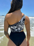 Maiô Um Ombro Preto Estampado - Home Beach & FitWear | Moda Praia & Fitness para o Dia-dia