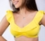 Top Cropped Babados Amarelo