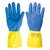 Guantes de látex para limpieza, color azul con amarillo