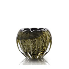 Cachepot Mini de Murano July Preto com Ouro 24k. Murano com Ouro São Marcos 