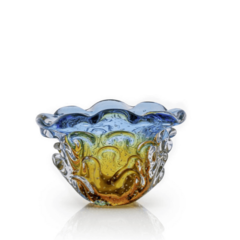 Cachepot Mini Cristal Murano Mars Azul com Âmbar. Comprar Murano São Marcos na Thoulouse