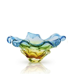 Centro de Mesa Escamas Cristal Murano Azul com Âmbar 45cm