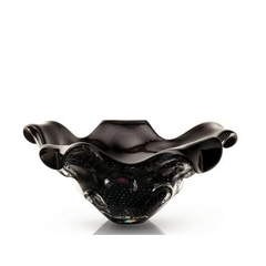 Centro de Mesa Escamas Cristal Murano Preto 45cm - Thoulouse