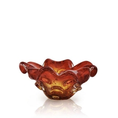 Centro de Mesa Cristal Murano Escamas  Vermelho com Âmbar 25cm- Thoulouse