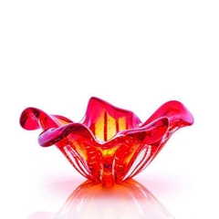 Centro de Mesa Tulipa Cristal Murano Vermelho com Âmbar 26cm São marcos - Thoulouse 