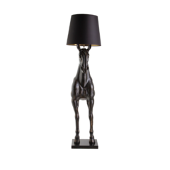 Luminária Cavalo Em Pé Preto Com Dourado , abajur escultura cavalo preto Thoulouse , compre online iluminação de luxo .