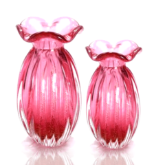 Par de Vasos Murano Trouxinha Rose Intense com Ouro 24K. Compre Murano São Marcos na loja online Thoulouse