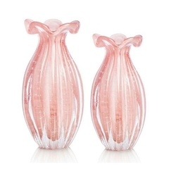 Par de Vasos Murano Trouxinha Rosé- Thoulouse Home Décor