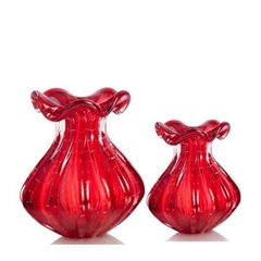 Par de Vasos Trouxinhas Murano Vermelho - Thoulouse Home Décor 