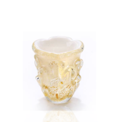 Vaso Murano com bolhas Off White C/ Ouro 24K. Cristaleira São Marcos, Compre Murano em até 10X Sem Juros na Thoulouse