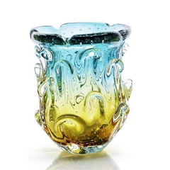 Vaso Murano com bolhas Verde e Âmbar São Marcos - Thoulouse Home Décor 