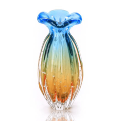 Vaso Murano Trouxinha Azul Âmbar  24cm. Compre Online na Thoulouse