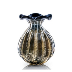 Vaso Murano Trouxinha Preto C/ Ouro 18cm - Thoulouse Home Décor 