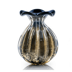 Vaso Murano Trouxinha Preto C/ Ouro 21cm Compre Online Murano com Ouro na Thoulouse