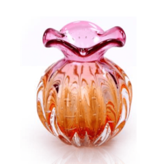 Vaso Trouxinha Murano Rose Intense Âmbar 21cm. Compre Cristais Murano São Marcos Online na Thoulouse