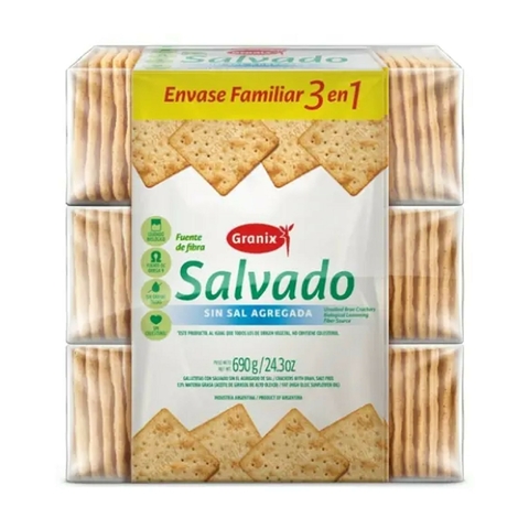 Galletas Granix 690 gr 3 en 1 Salvado Sin Sal