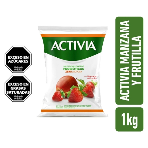 Yogur sin Lactosa Activia 1 kg Probioticos Manzana y Frutilla