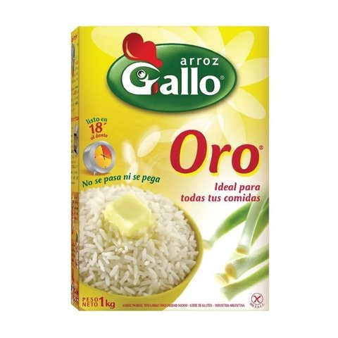 Arroz< Gallo Oro > 1 kg Parboil Largo Fino