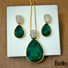 Conjunto Gota Colar/Brinco Verde