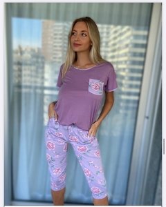 Pijama de algodón combinado con pantalón capri - BARBIZON 917