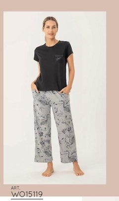 Pijama manga corta con pantalón overside - WOMAN 15119