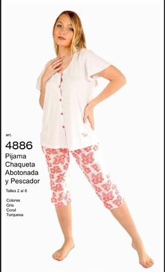 Pijama manga corta con cartera y pantalón pescador estampados - POEMA 4886