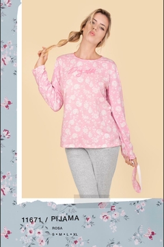 Pijama de algodon estapado de lanilla soft - SO PINK 11671