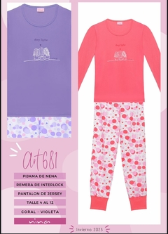 Pijama de nena "Always" remera de interlock - NINA 681