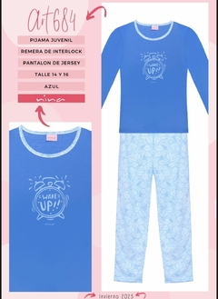 Pijama nena despertador de algodon y remera de interlock - NINA 684
