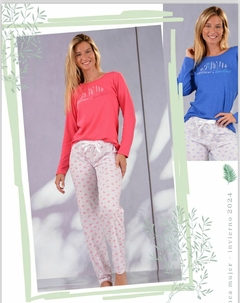 Pijama con remera de interlock y pantalón de jersey estampado - NINA 752