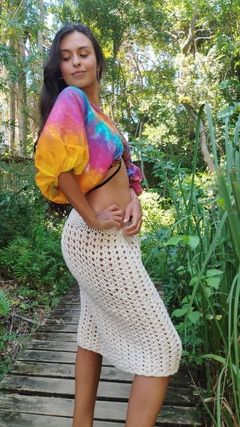 Bermudão Oversized Crochê Alma Gentil na internet