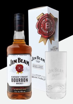 Whiskey Bourbon Jim Beam 750 cc Con Estuche + Vaso