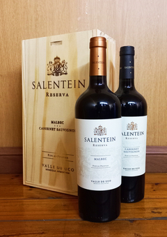 Salentein Reserva Cofre Madera con 2 botellas 750 cc (1 Malbec + 1 Cabernet Sauvignon)