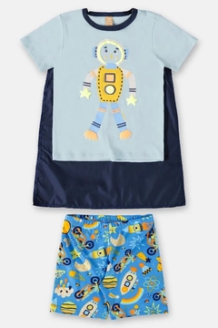 UP BABY - PIJAMA CURTO ROBÔ DREAMS INFANTIL (AZUL)