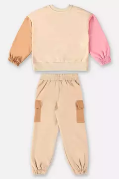 UP BABY - CONJUNTO BLUSÃO E CALÇA EM MOLETOM INFANTIL MENINA (BEGE) na internet